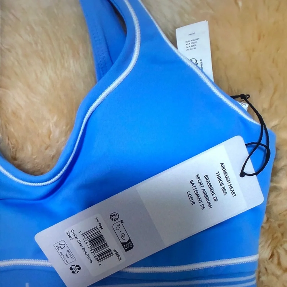 ALO Yoga Sky Blue Seamless Sports Bra with Legging Set